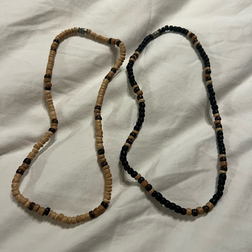 Beaded Necklace Set in Black and Tan